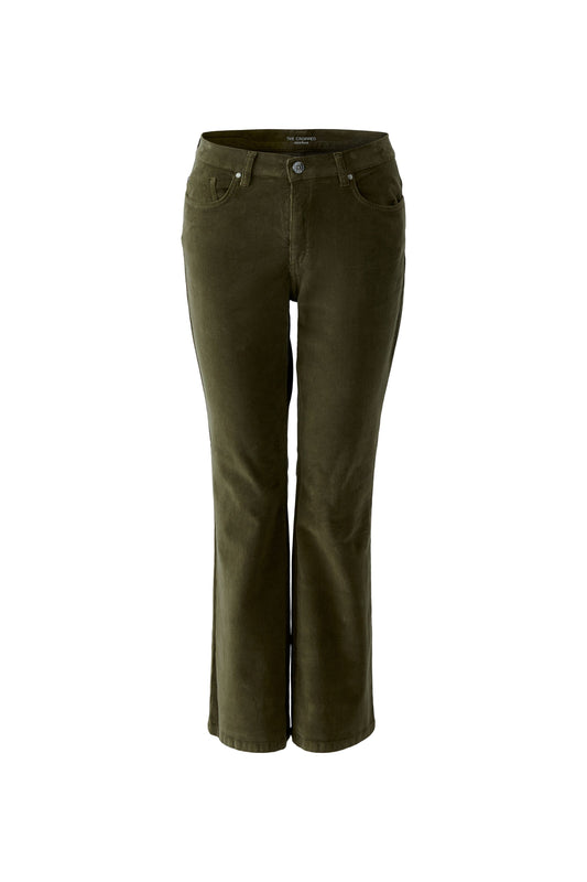 Oui Khaki Fine Corduroy Bootcut Trousers