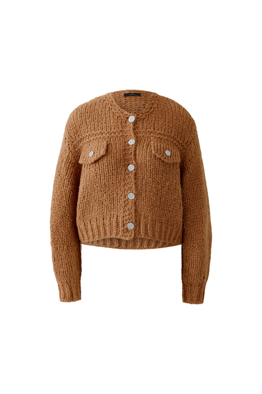Oui Camel Sparkle Button Cardigan