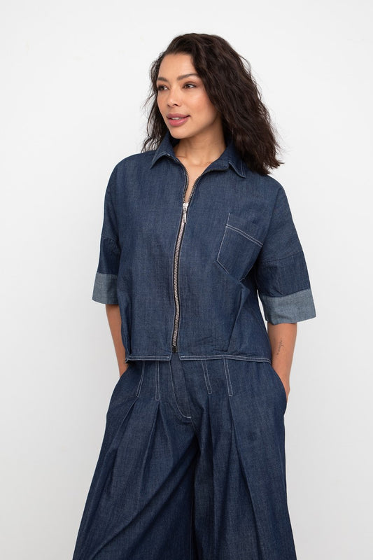 Ozai n Ku Denim Cropped Shirt