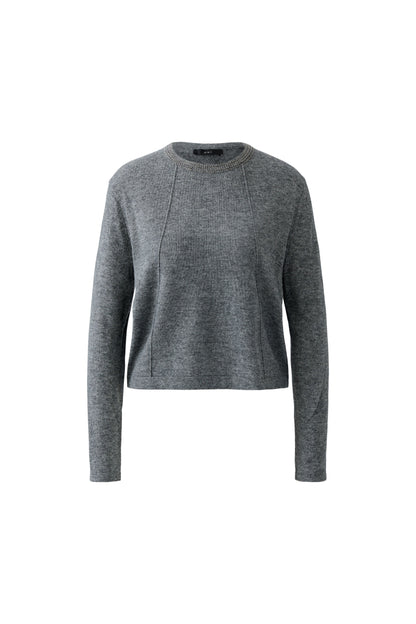 Oui Grey Decorative Stone Collar Jumper