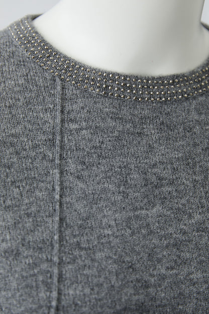 Oui Grey Decorative Stone Collar Jumper