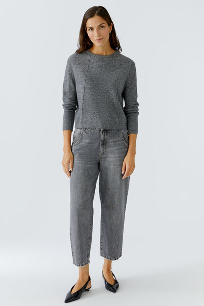 Oui Grey Decorative Stone Collar Jumper