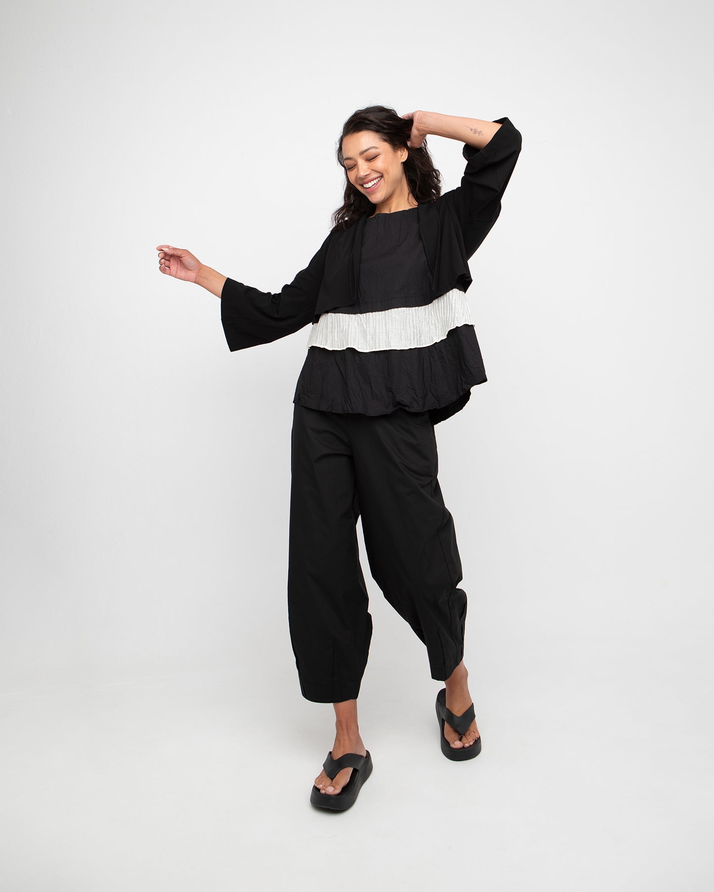 Ozai n Ku Black Cropped Trouser