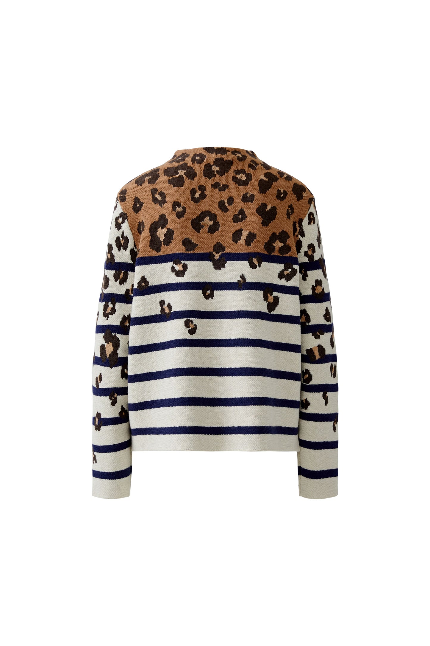 Oui Off White/Camel Animal/Stripped Jumper