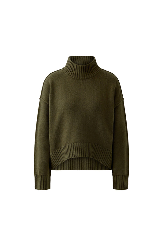 Oui Khaki Sporty Ribbed Cuff Jumper