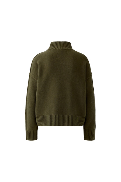 Oui Khaki Sporty Ribbed Cuff Jumper