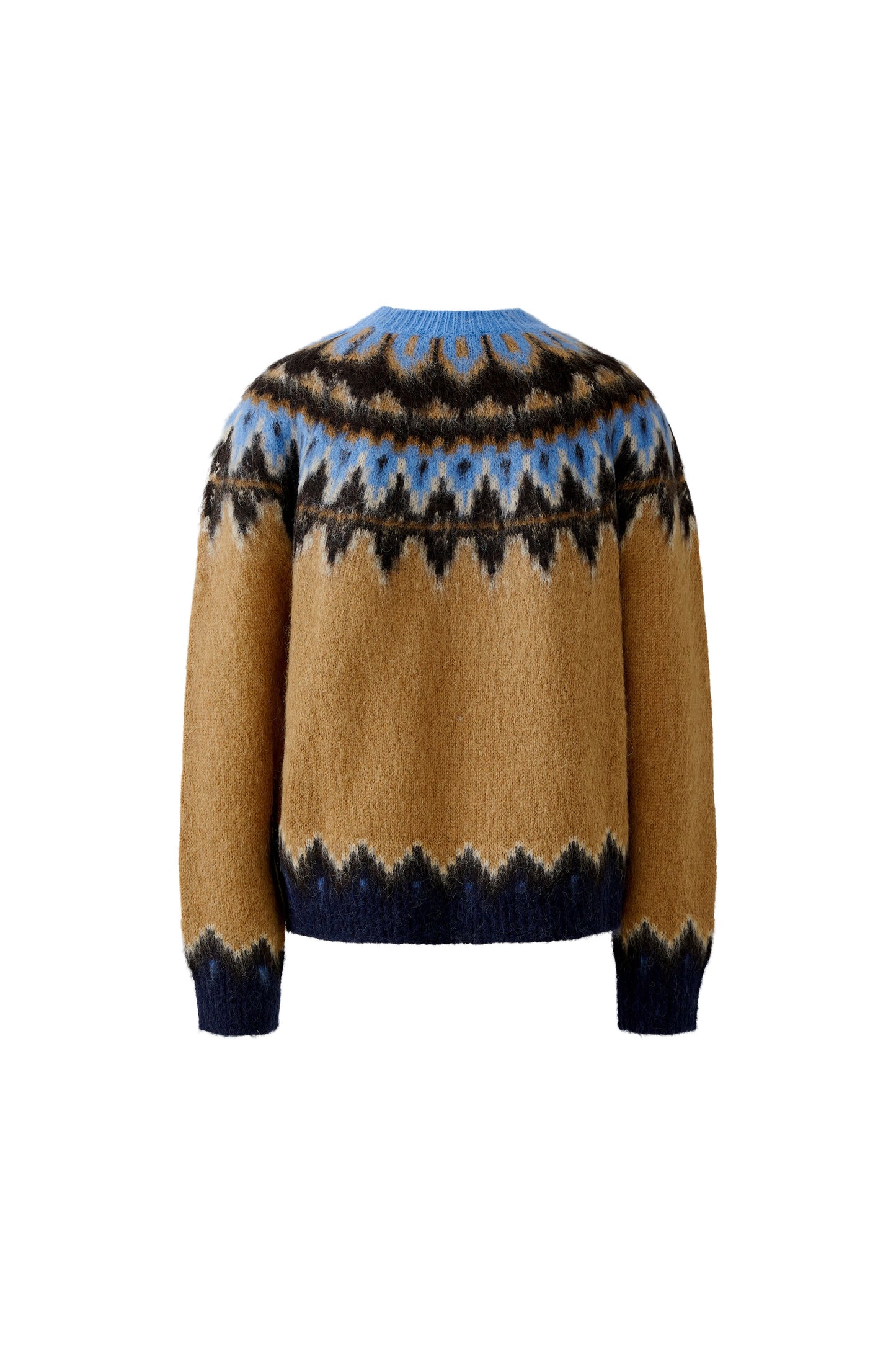 Oui Dark Camel/Blue Pattern Jumper