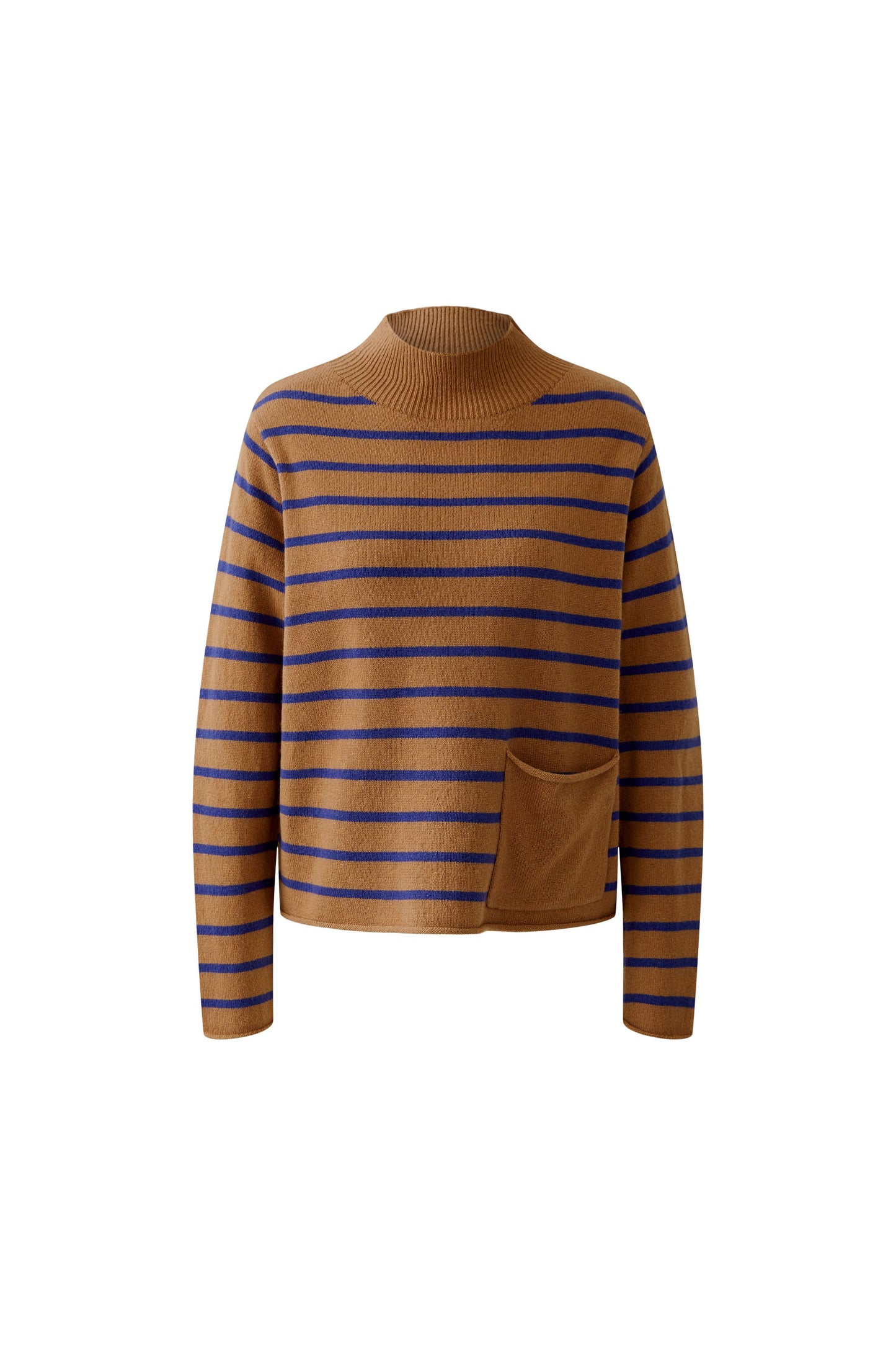 Oui Dark Camel/Blue Stripped Jumper