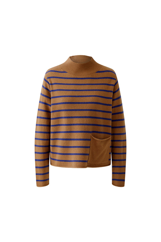 Oui Dark Camel/Blue Stripped Jumper