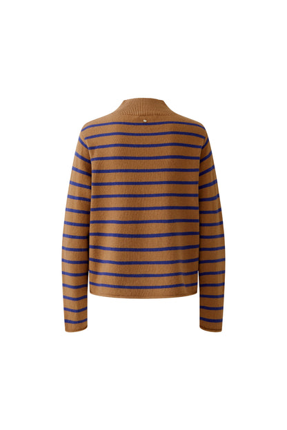 Oui Dark Camel/Blue Stripped Jumper