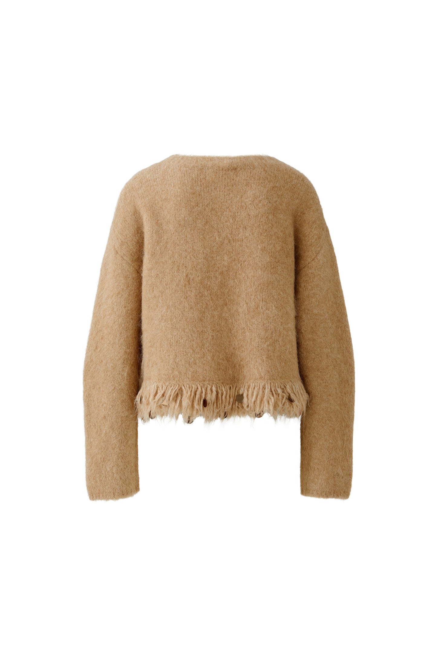 Oui Beige Melange Fringe Edge Jumper