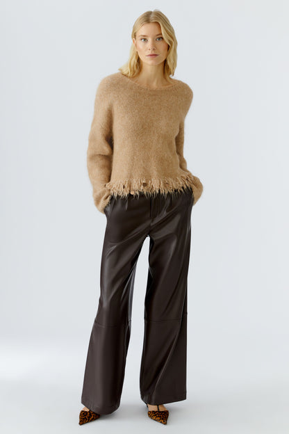 Oui Beige Melange Fringe Edge Jumper