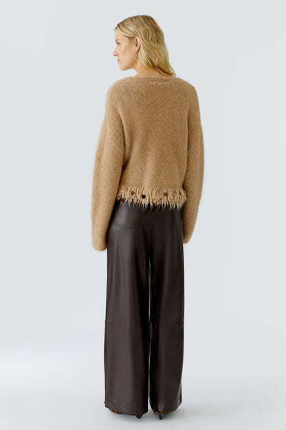 Oui Beige Melange Fringe Edge Jumper