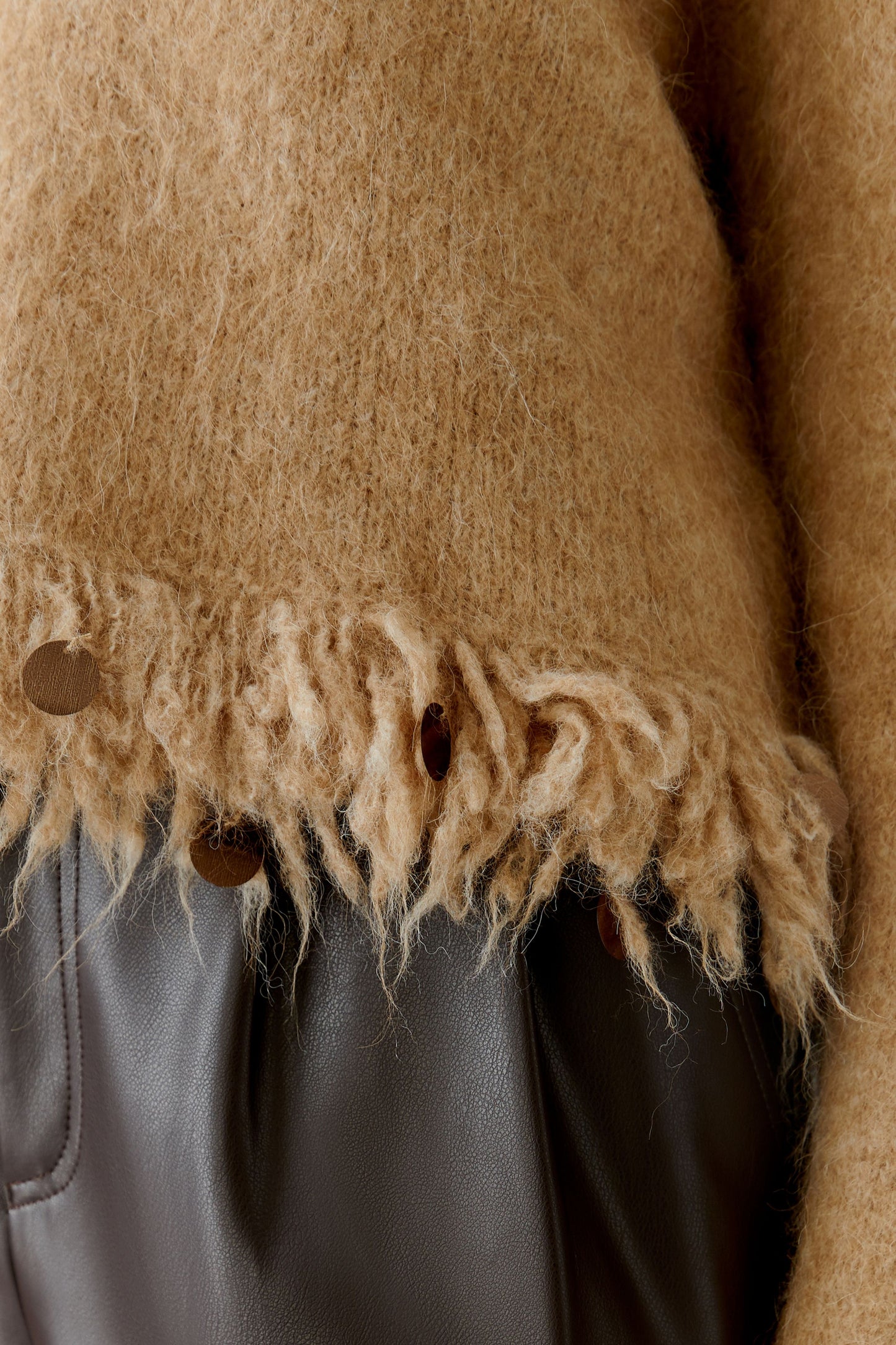 Oui Beige Melange Fringe Edge Jumper