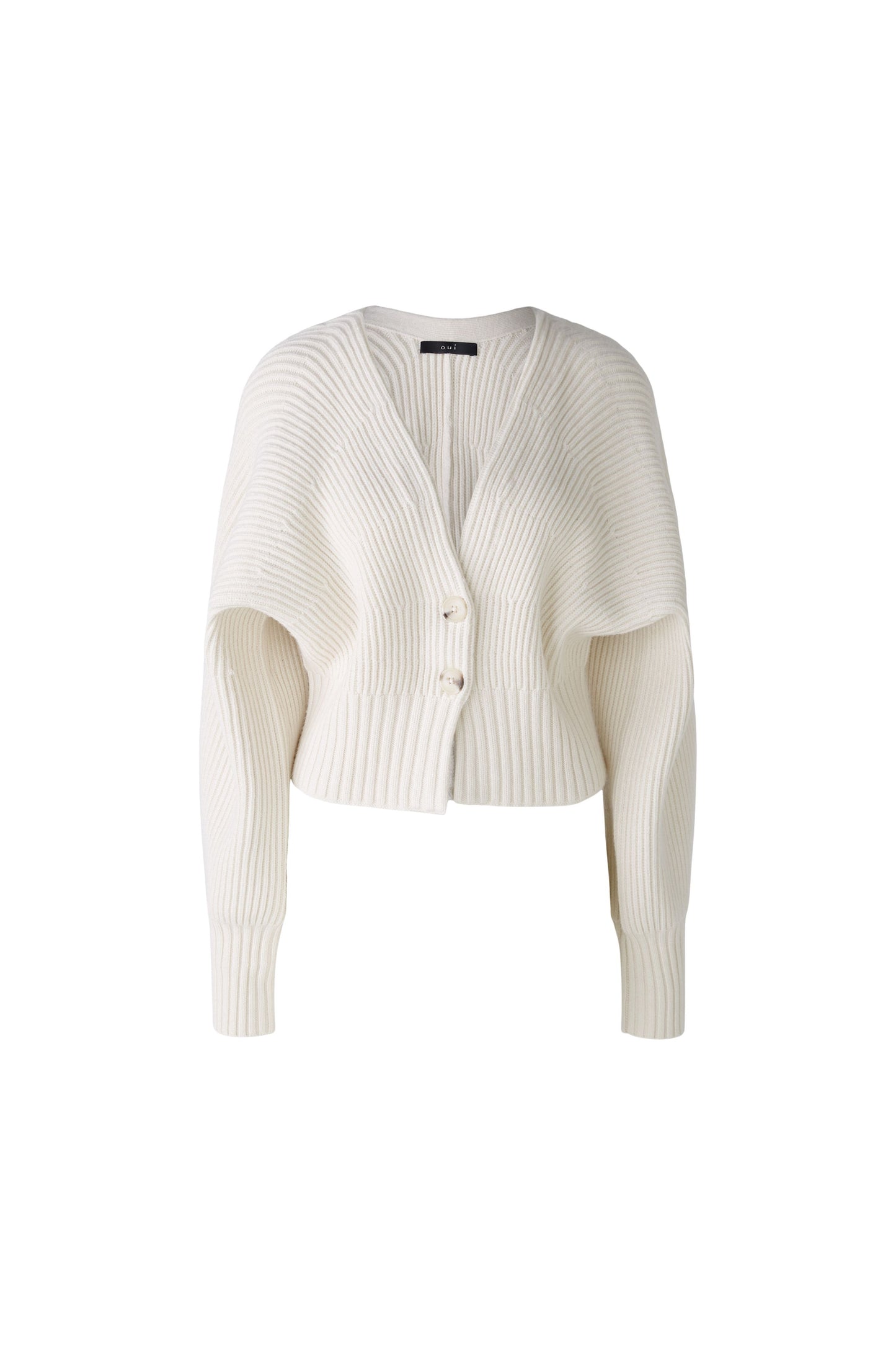 Oui Off White Ribbed Cardigan