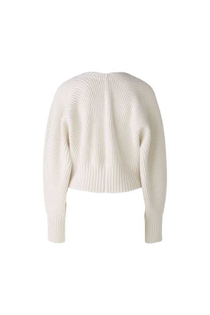 Oui Off White Ribbed Cardigan