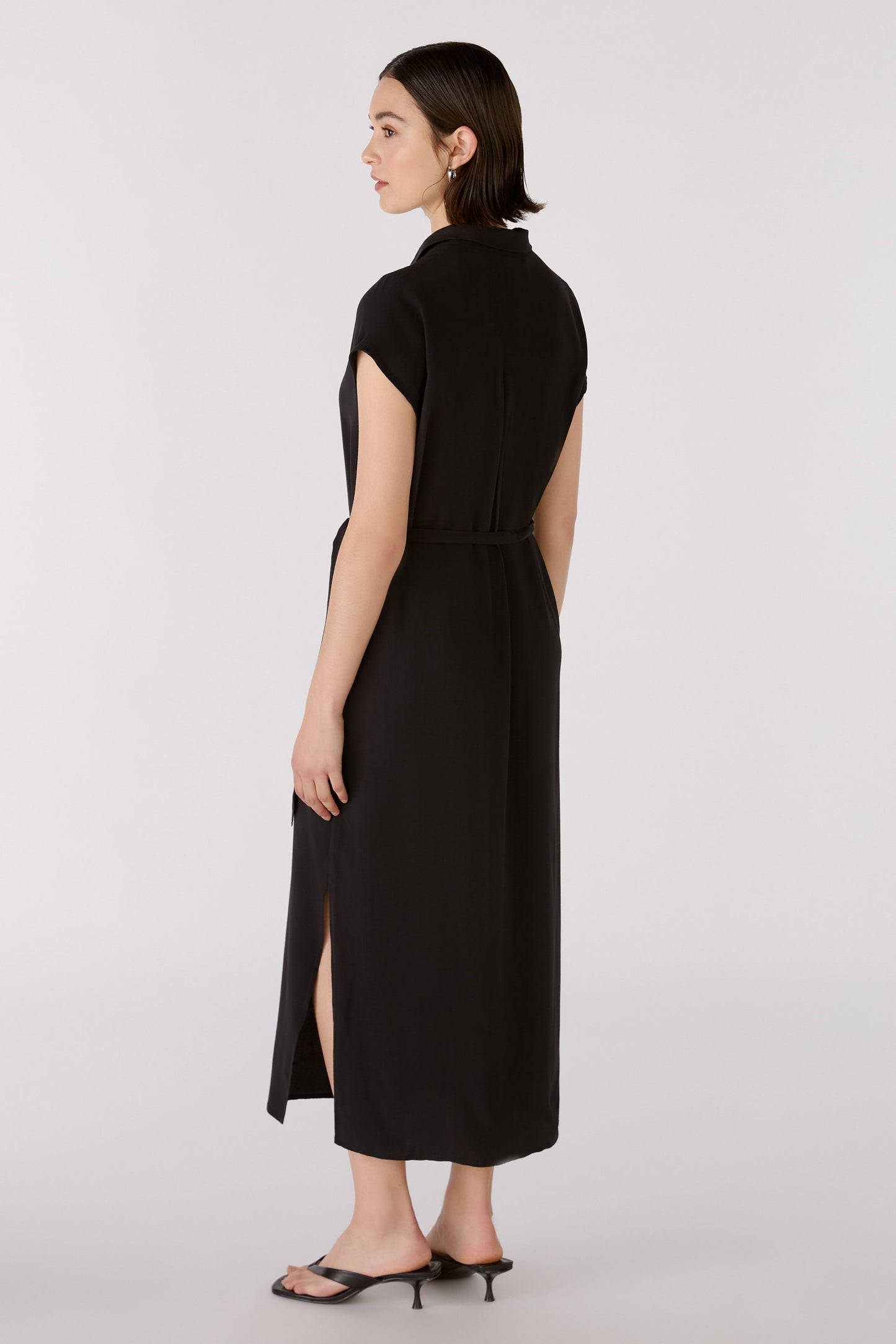 Oui Black Dress with button front