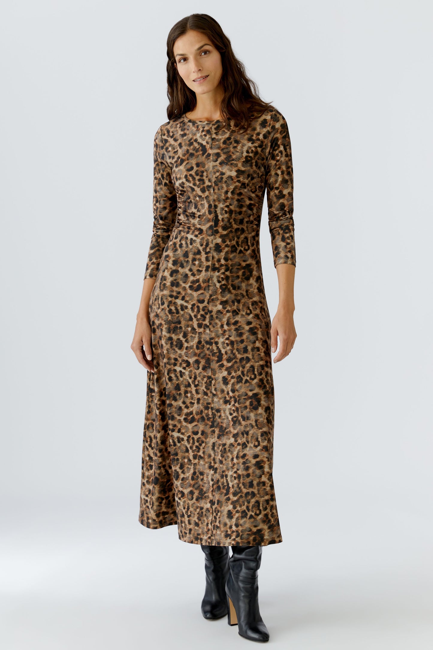 Oui Camel/Grey Animal Print Dress