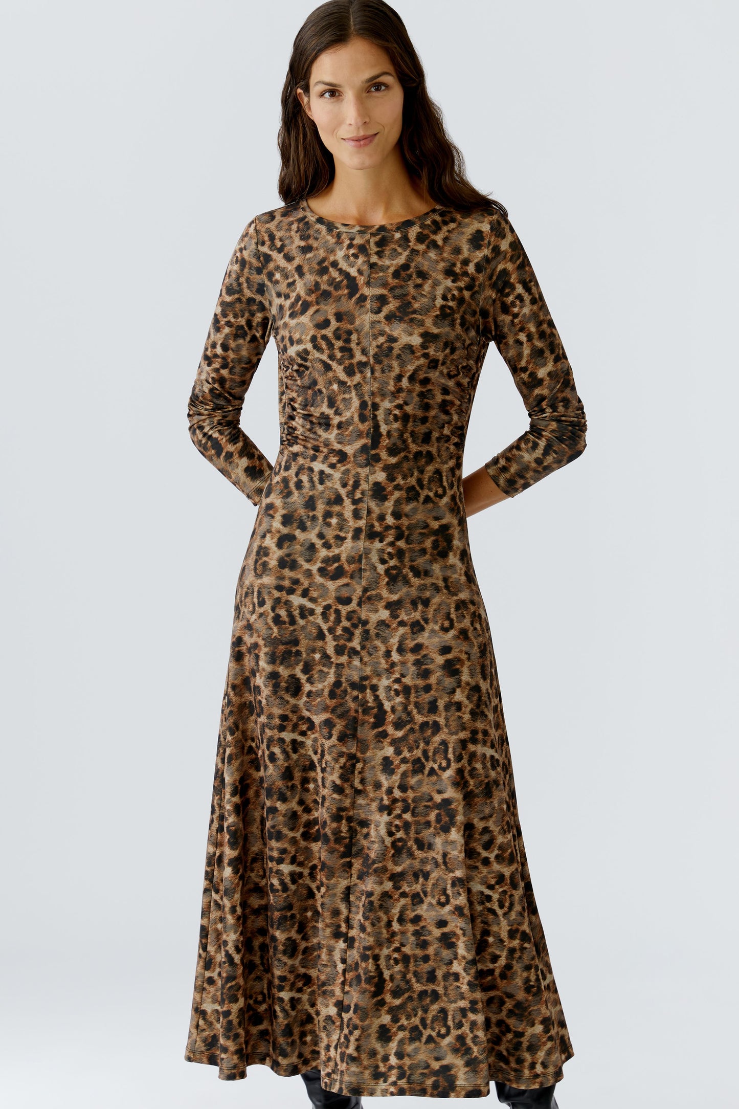 Oui Camel/Grey Animal Print Dress