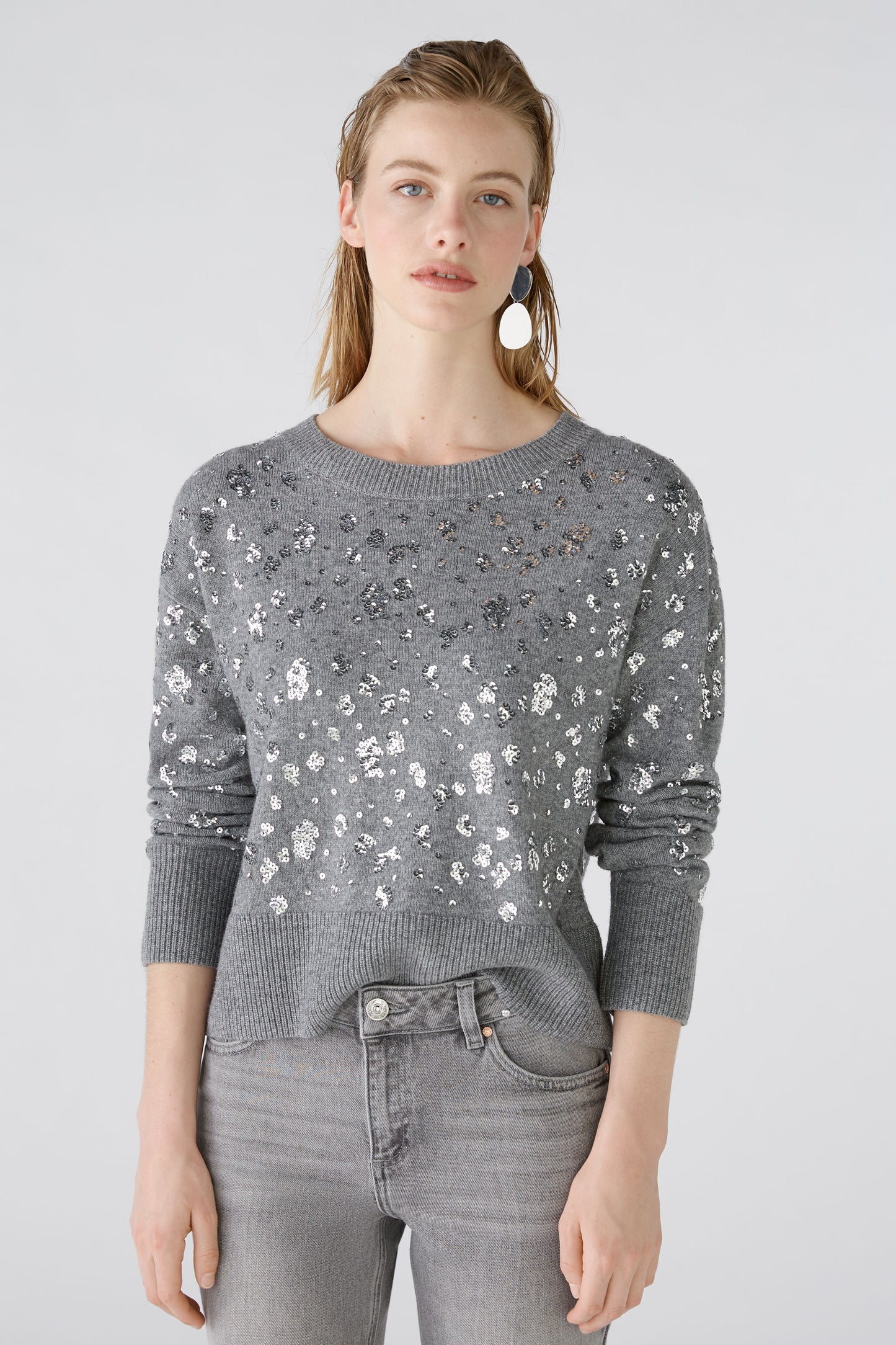 Oui Grey Jumper with Sequins