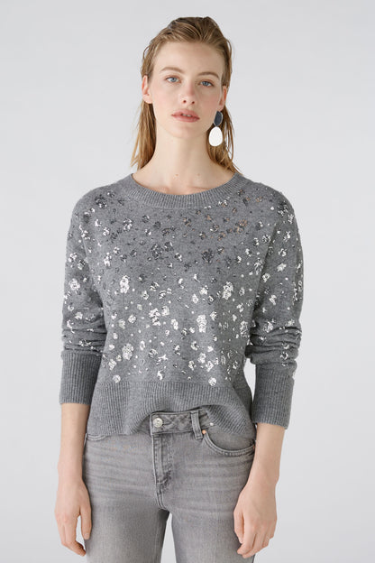 Oui Grey Jumper with Sequins