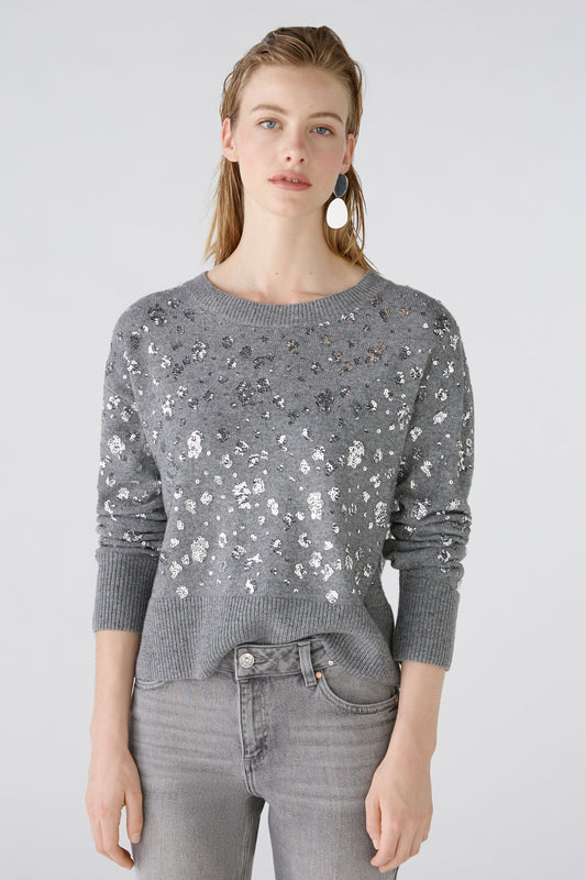 Oui Grey Jumper with Sequins