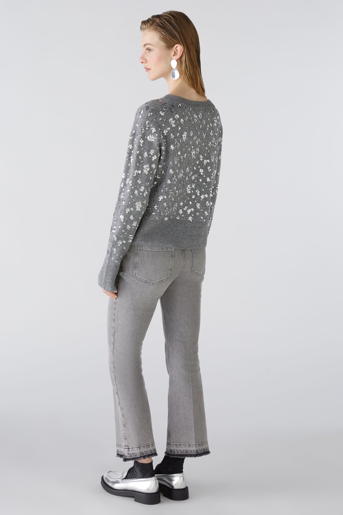 Oui Grey Jumper with Sequins