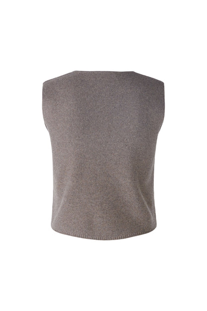 Oui Smoky Taupe Knitted Waistcoat