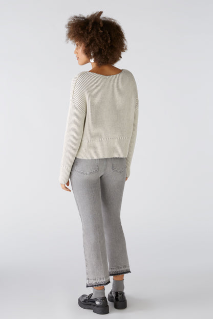 Oui Light Stone Grey Jumper / Shiny Yarn