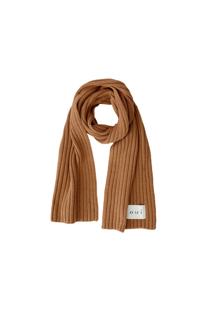 Oui Camel Rib Knit Scarf