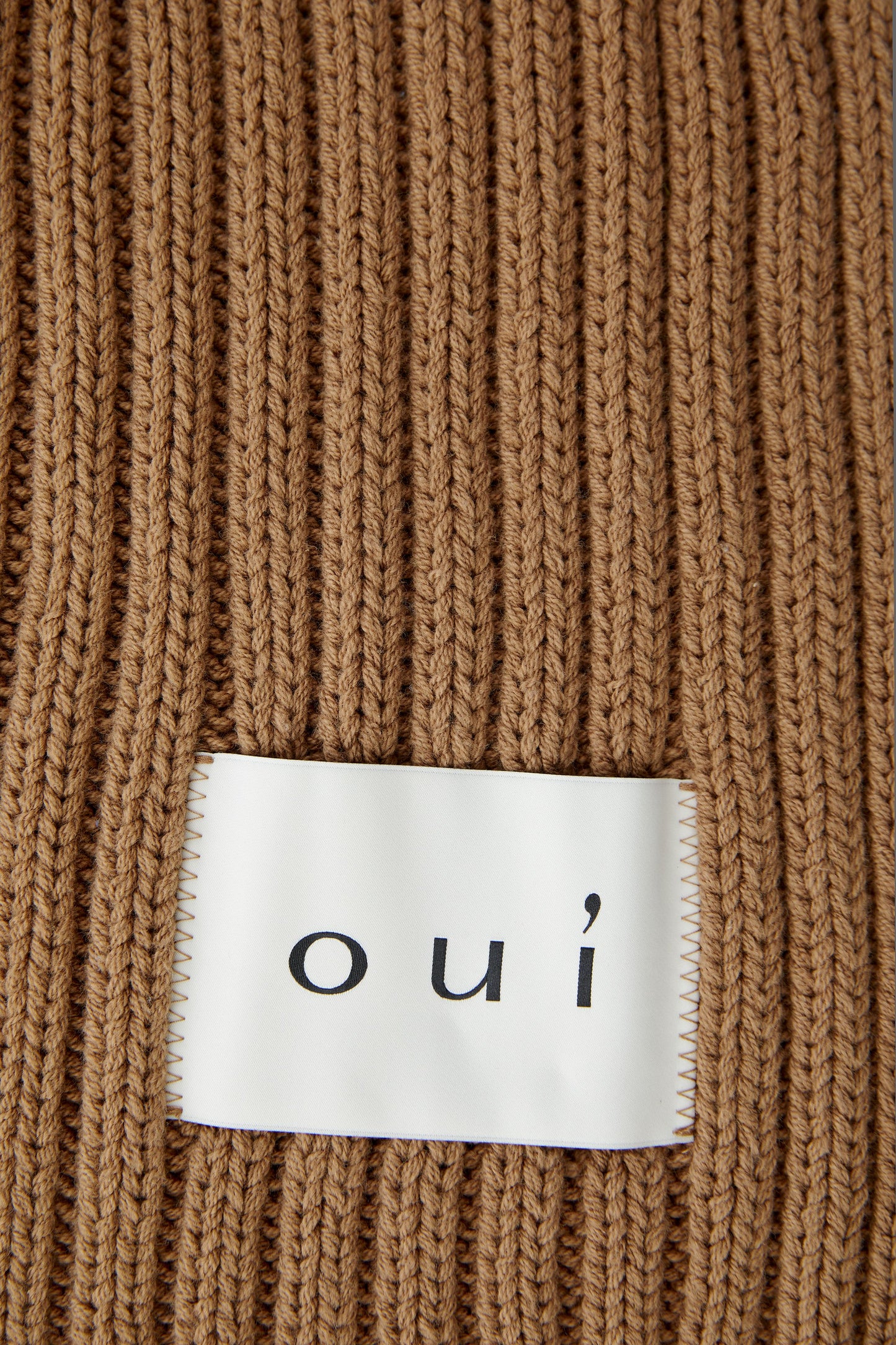 Oui Camel Rib Knit Scarf