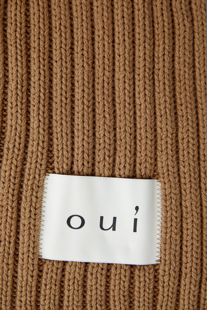 Oui Camel Rib Knit Scarf