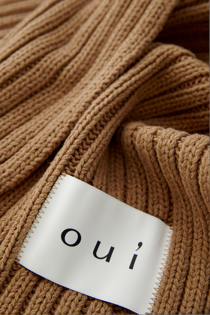 Oui Camel Rib Knit Scarf