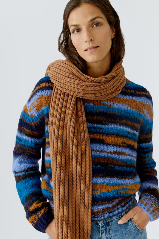 Oui Camel Rib Knit Scarf