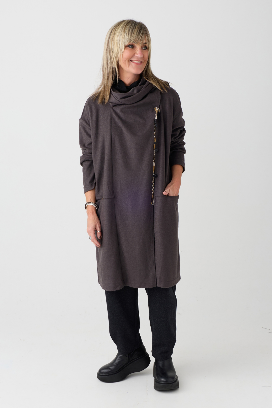 el2 Dark Grey Long Cardigan 5033