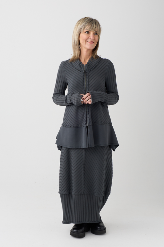 KZR Peat Ribbed Zip Up Cardigan