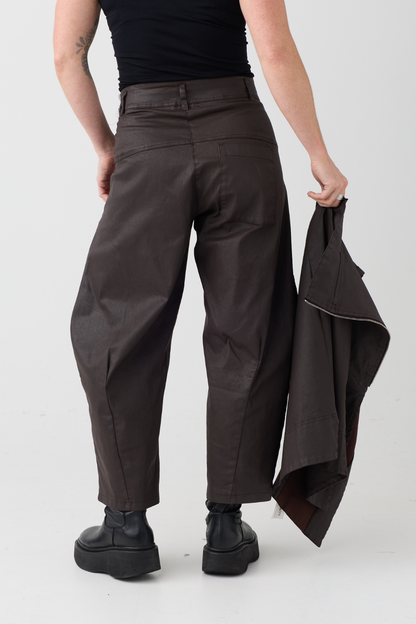 Lurdes Bergada Brown Coated Trouser 300