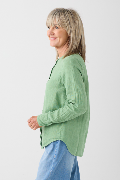Mos Mosh Artina Turf Green Linen Shirt