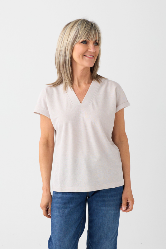 Margittes Taupe V-Neck Top