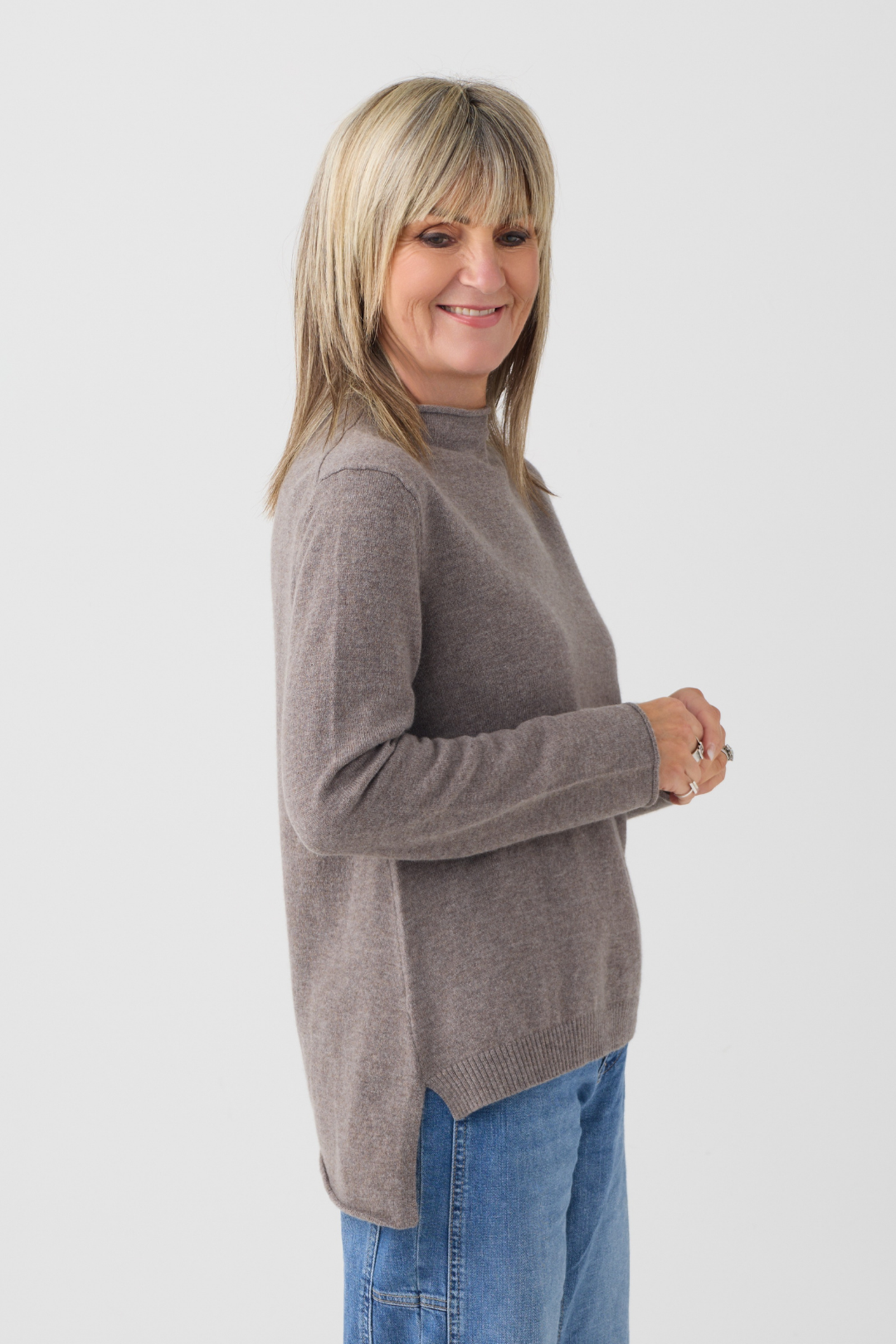 el2 Dark Taupe Roll Neck Jumper 1108