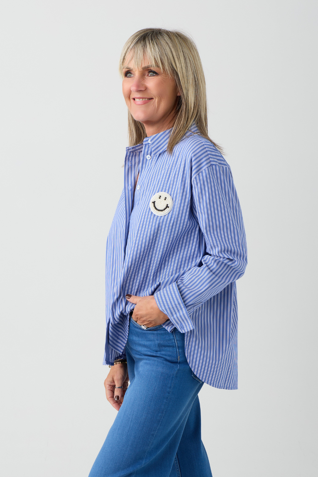 TSP Blue/White Stripe Smiley Face Shirt