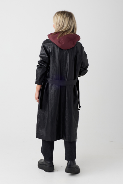 el2 Black/Wine Reversible Trench Coat 6024