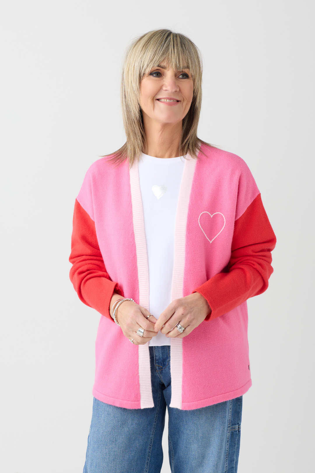 FF Pink/Red Heart Cardigan