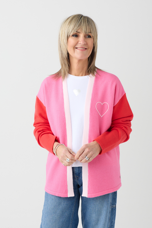 FF Pink/Red Heart Cardigan
