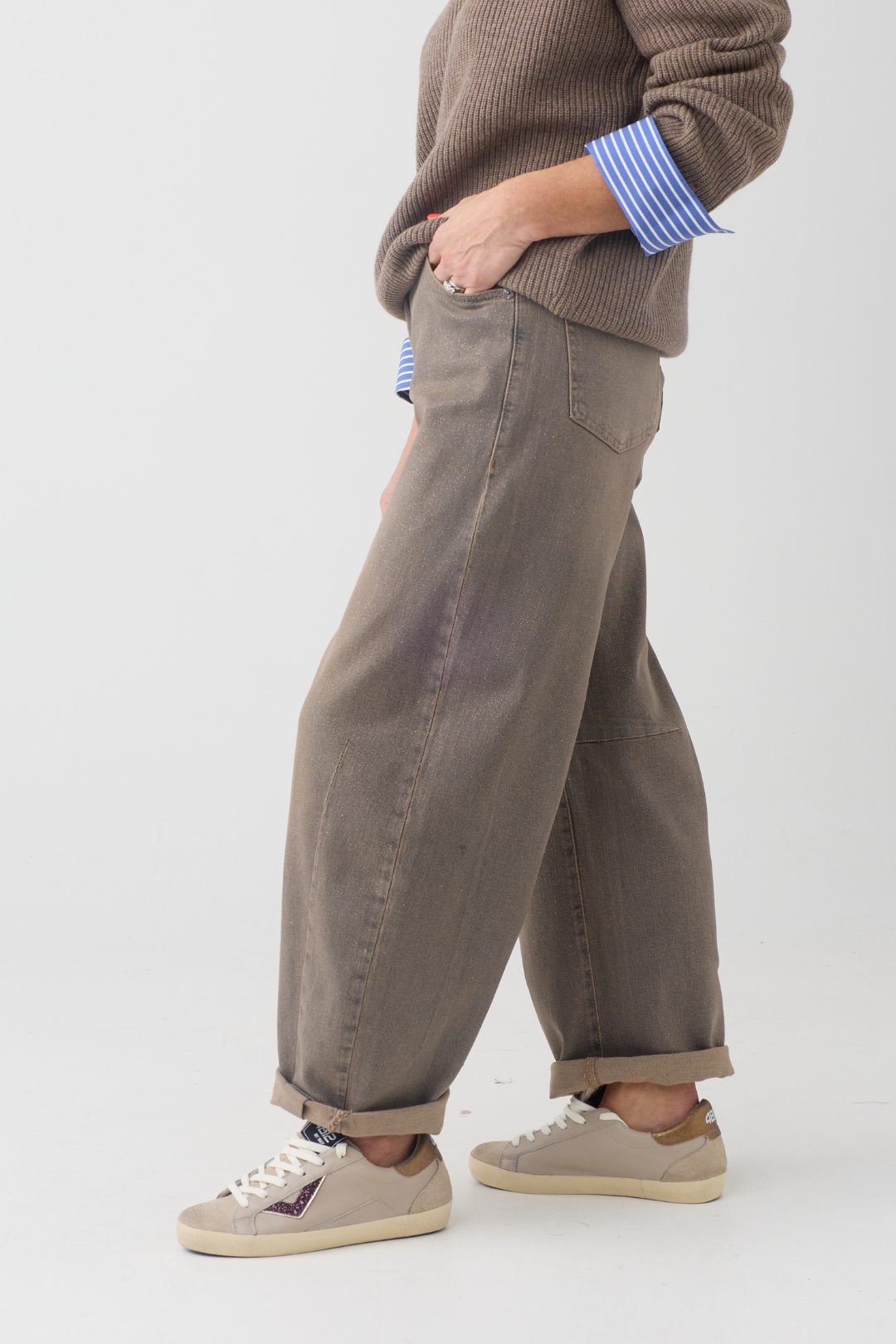 Mac Dakota Exotic Bronze Coated Glitter Jeans