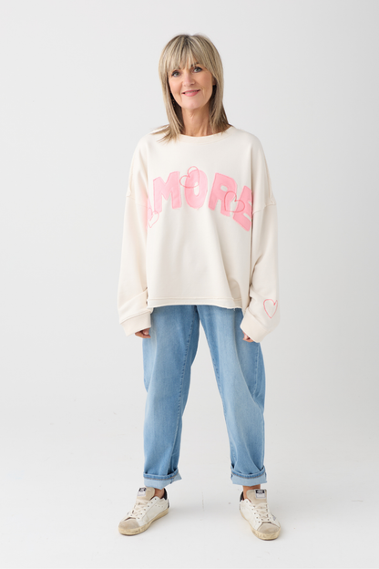 TSP Ecru/Pink Amore Sweatshirt
