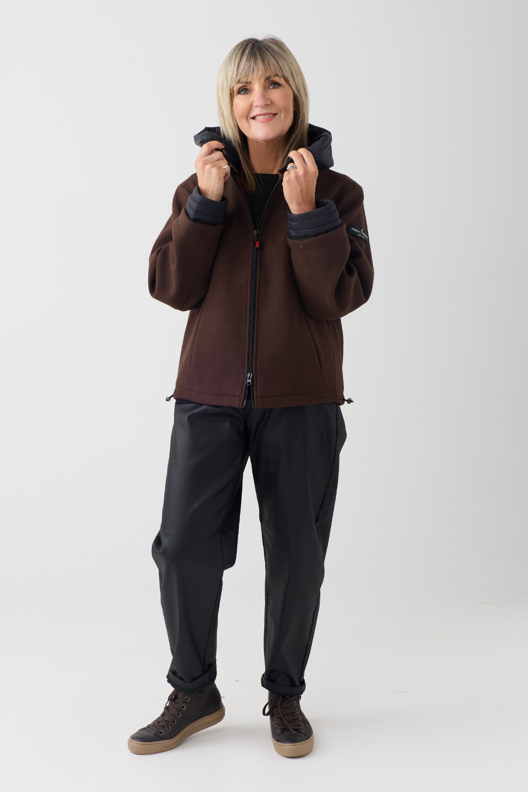FF Brown/Black Hooded Wool Jacket