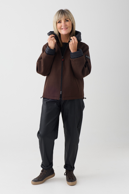 FF Brown/Black Hooded Wool Jacket