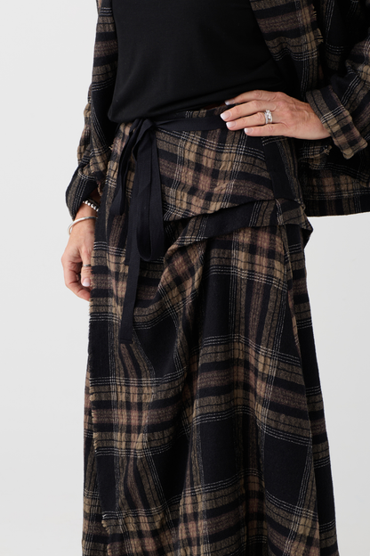 el2 Black/Brown Check Skirt 7080