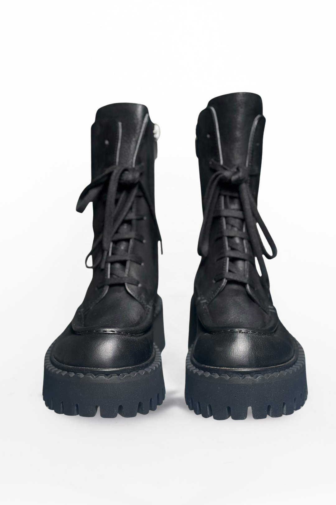 Lofina Black Lace Up Boot w/Zip